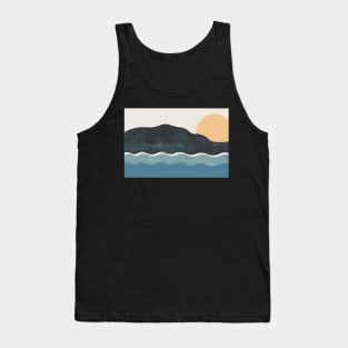 Minimalistic art of sunset and mountains Tank Top